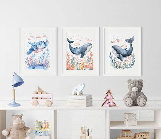 Splashy the Whale Nursery Wall Art Set