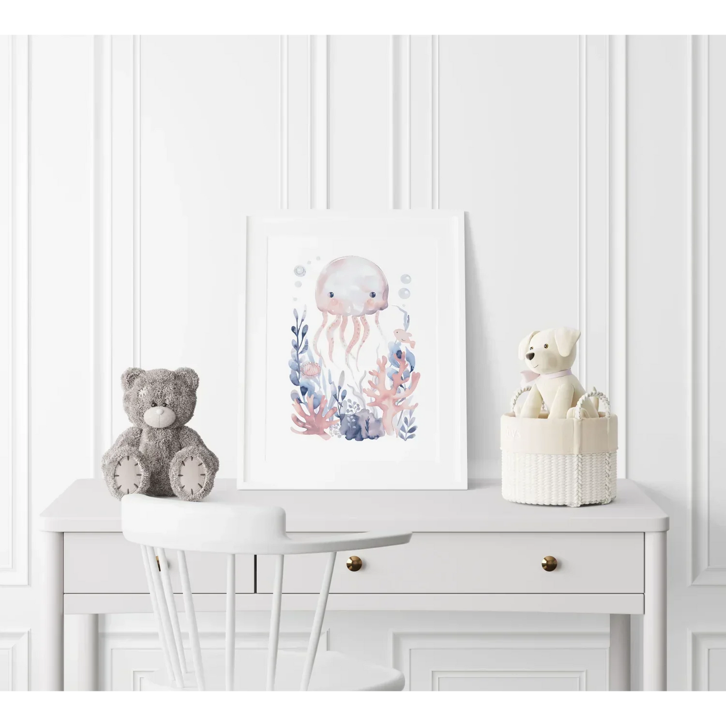 Blue Octopus Nursery Wall Art - Print