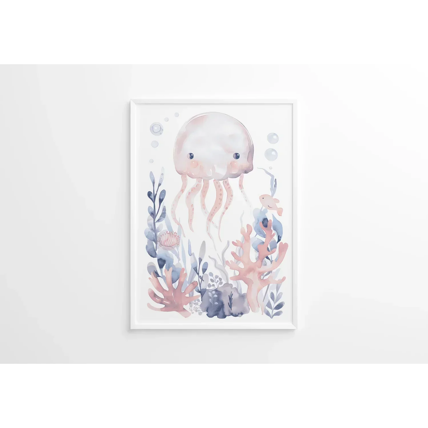 Blue Octopus Nursery Wall Art - Print