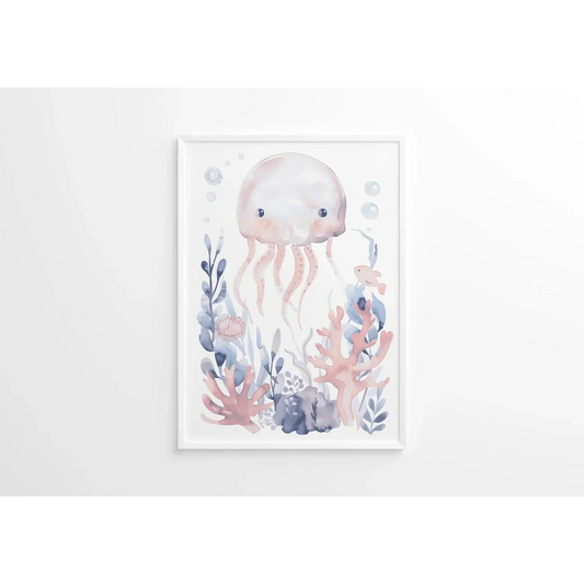 Blue Octopus Nursery Wall Art Print - Print