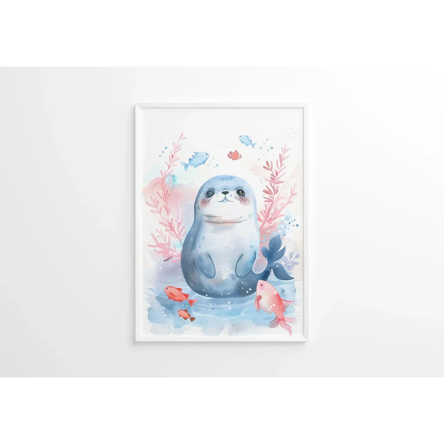 Blue Seal Nursery Wall Art Framed Print - Print