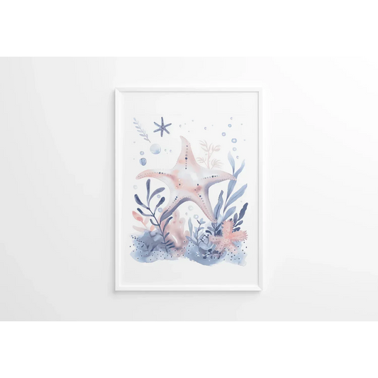 Blue Starfish Nursery Wall Art - Print