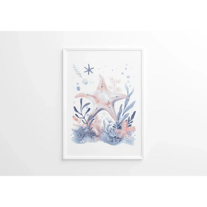 Blue Starfish Nursery Wall Art Print - Print