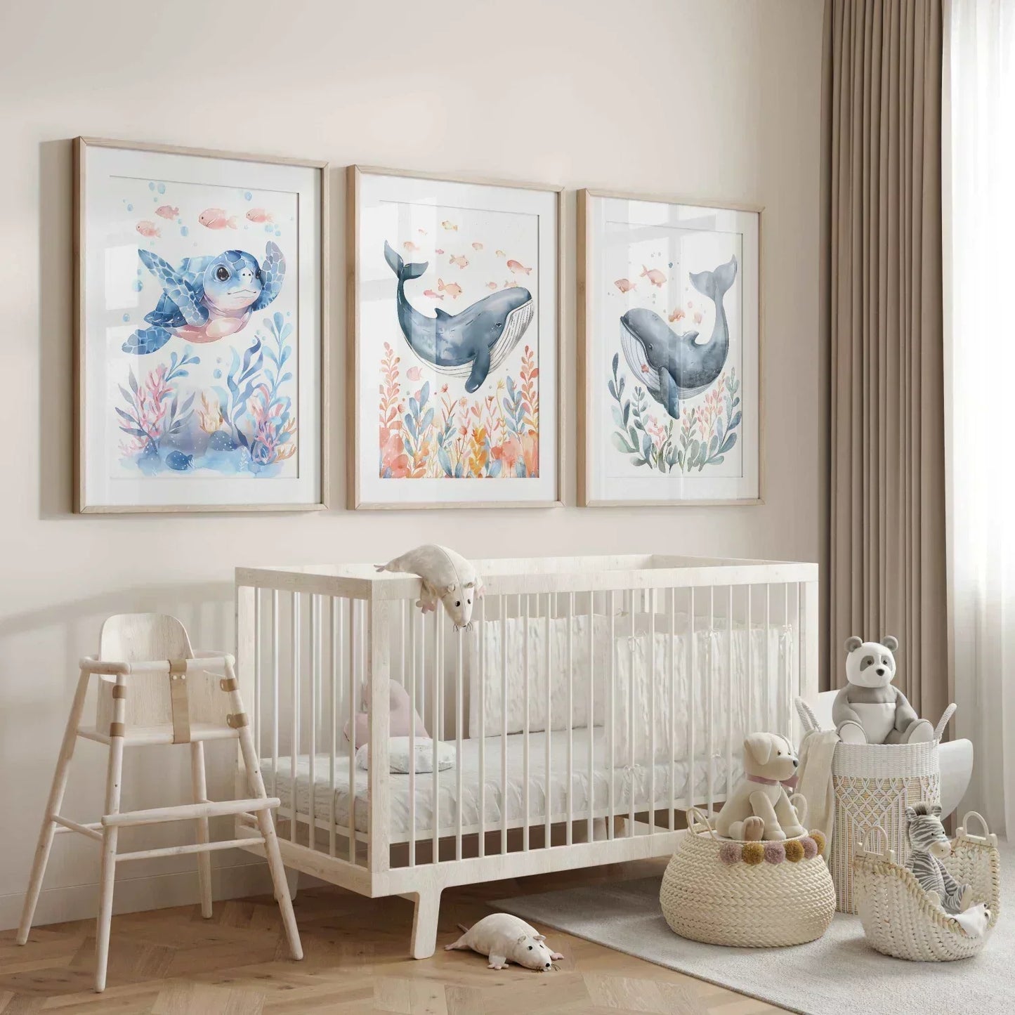 Blue Turtle Nursery Wall Art Framed Print