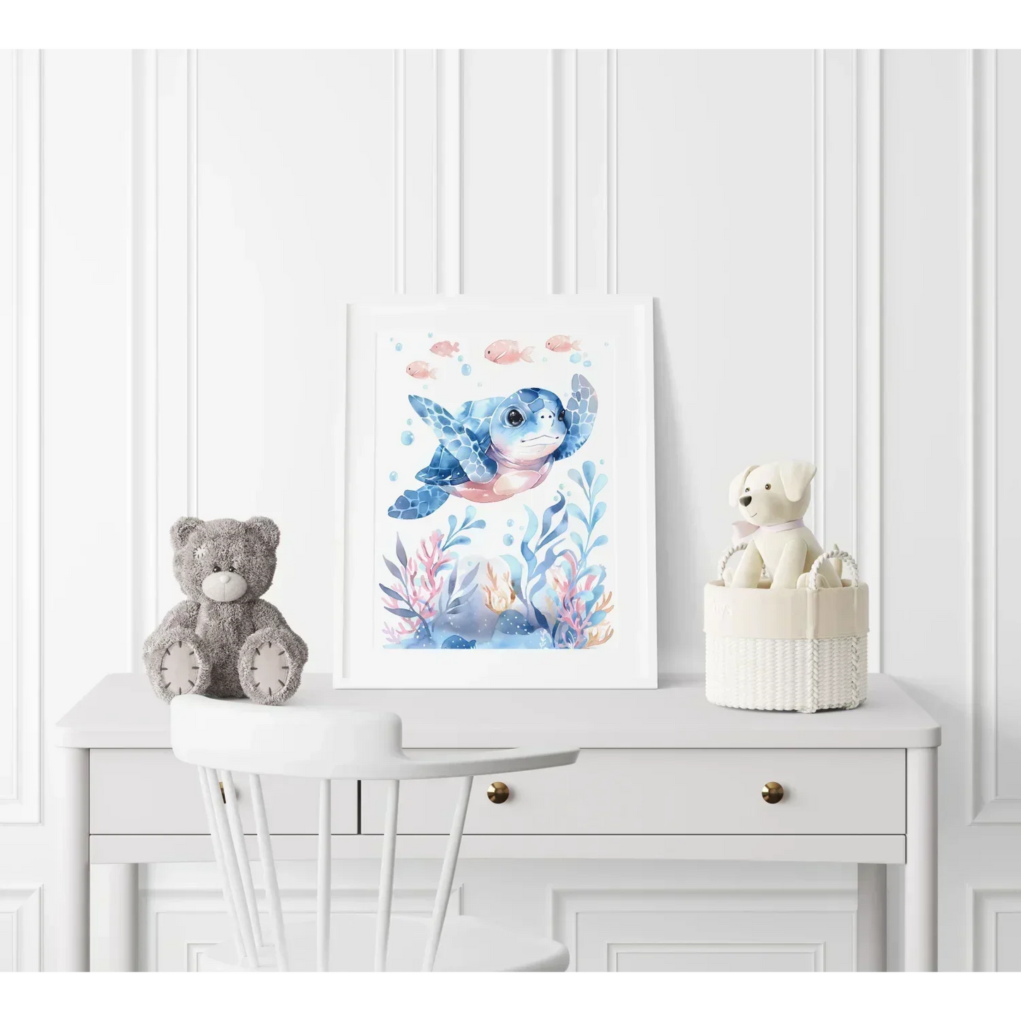 Blue Turtle Nursery Wall Art - Print