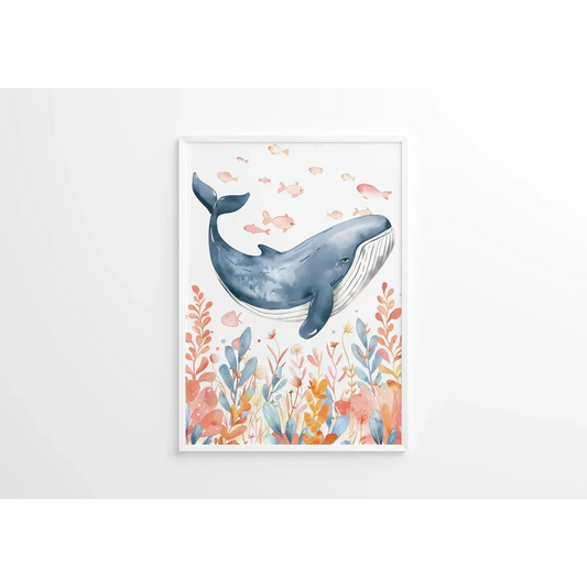 Blue Whale Nursery Wall Art - Print