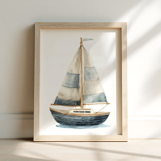 Vintage Watercolour Boat Nursery Wall Art