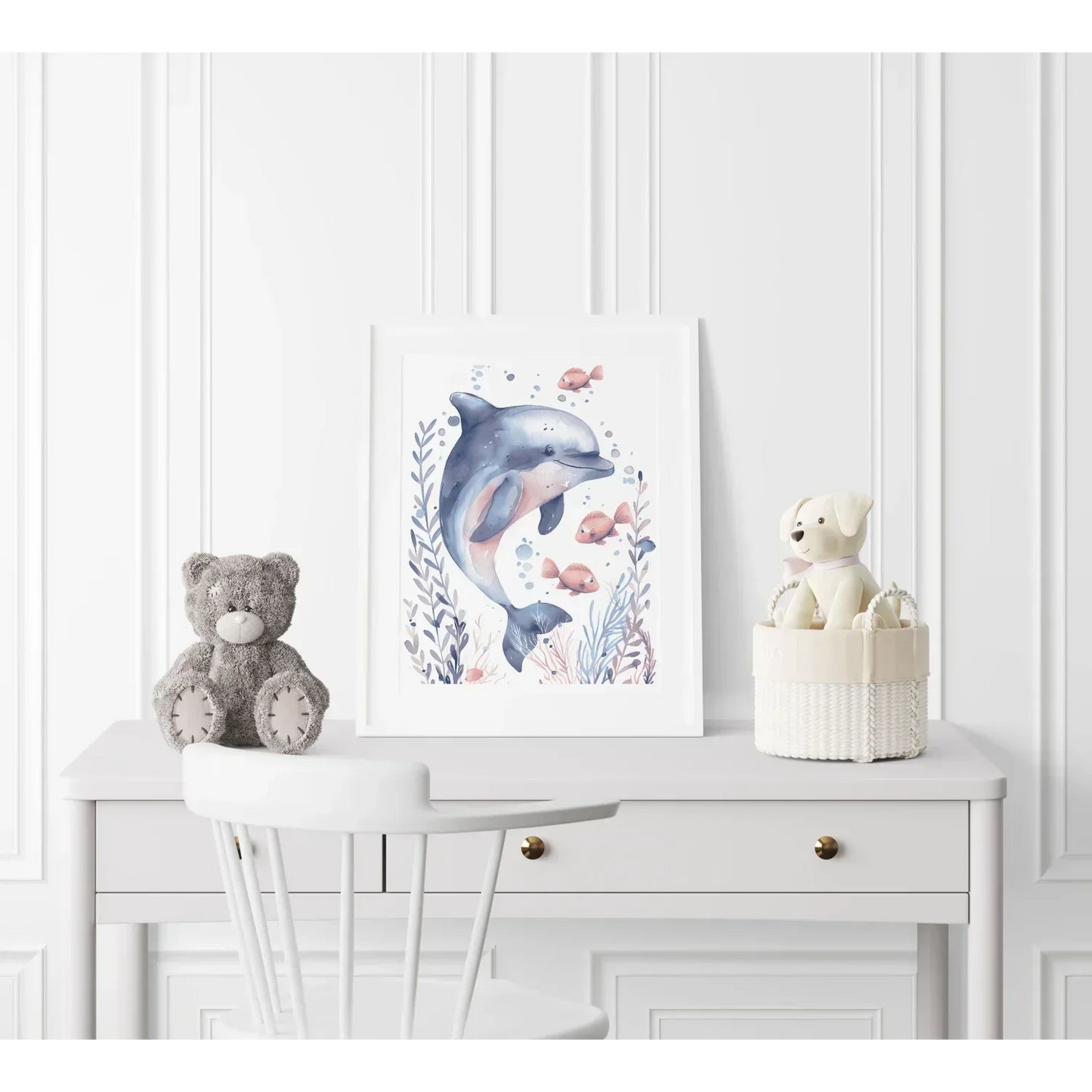 Dolphin in the Sea Nursery Wall Art - Print