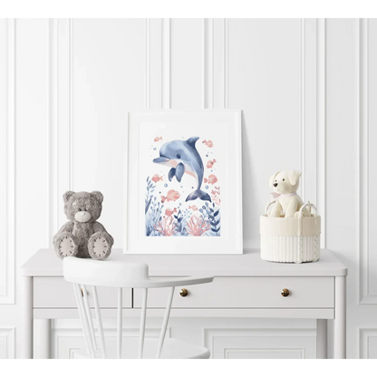 Dolphin Nursery Wall Art Print - Print