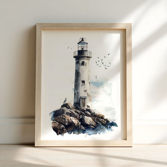 Vintage Watercolour Lighthouse Nursery Wall Art
