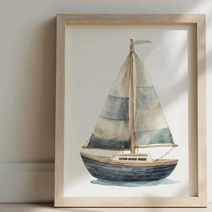 Vintage Watercolour Boat Nursery Wall Art