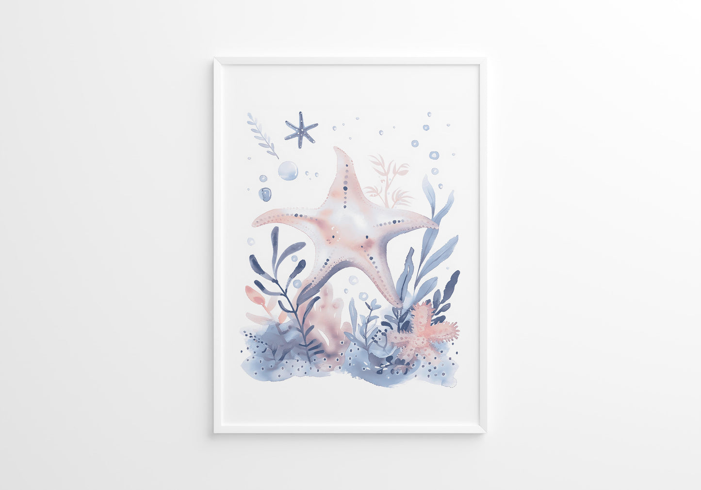 Blue Creatures Nursery Wall Art Set of 3 Framed Prints