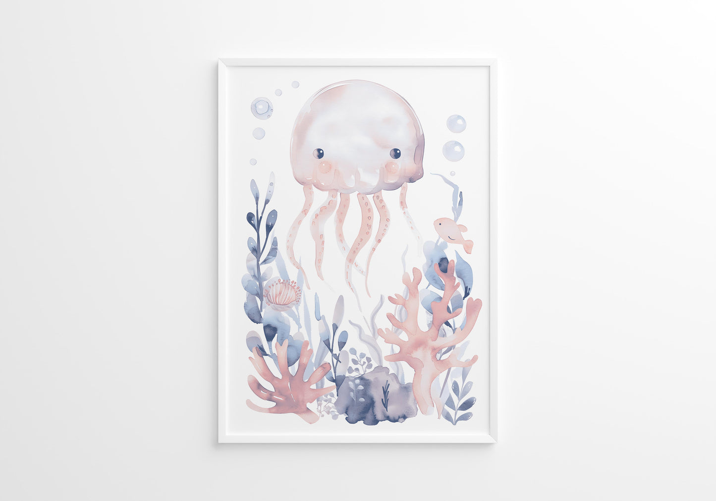 Blue Creatures Nursery Wall Art Set of 3 Framed Prints