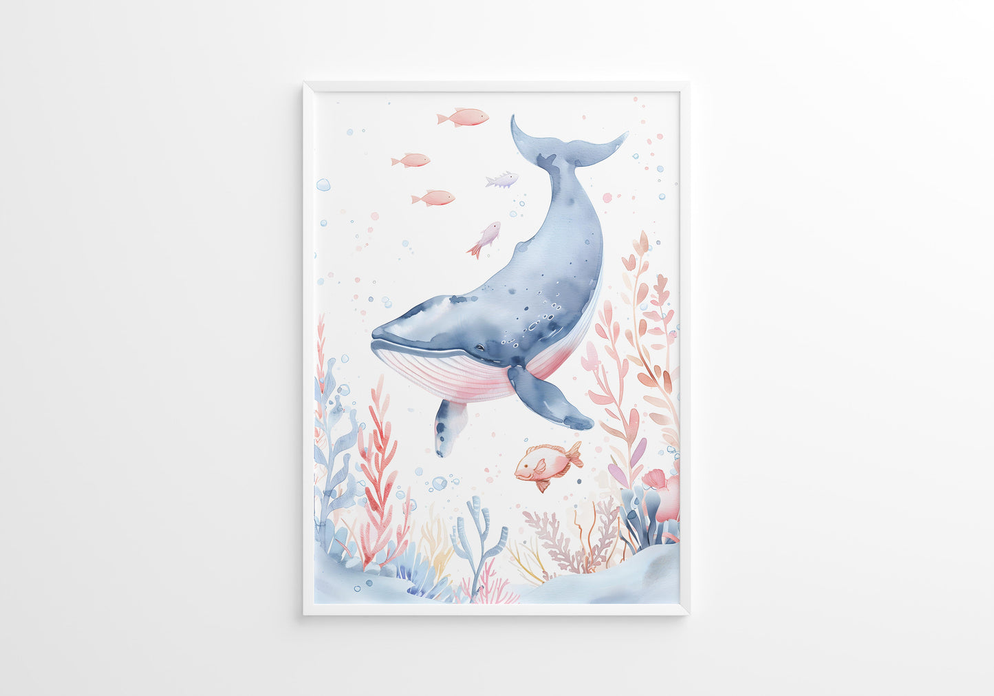 Blue Turtle Seal and Whale Nursery Wall Art Set of 3 Prints